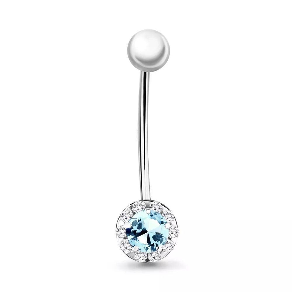Пирсинг из белого золота с бриллиантами и топазом