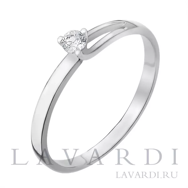 Обручальное кольцо из белого золота с бриллиантом