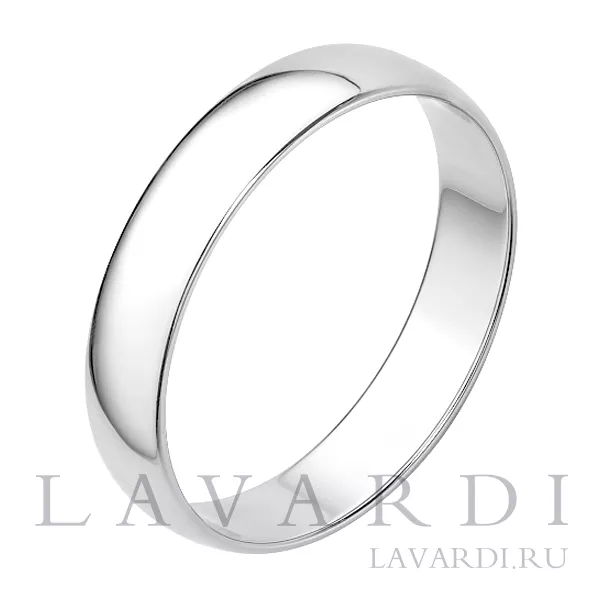 Классическое обручальное кольцо из белого золота 4мм