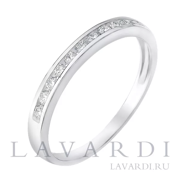 Обручальное кольцо из белого золота 3 мм с 11 бриллиантами