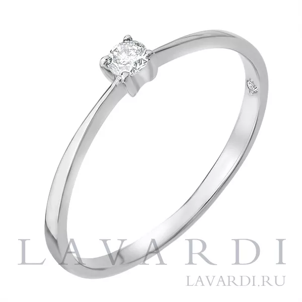 Обручальное кольцо из белого золота с 2 бриллиантами