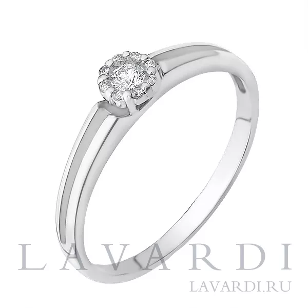 Обручальное кольцо из белого золота с 9 бриллиантами