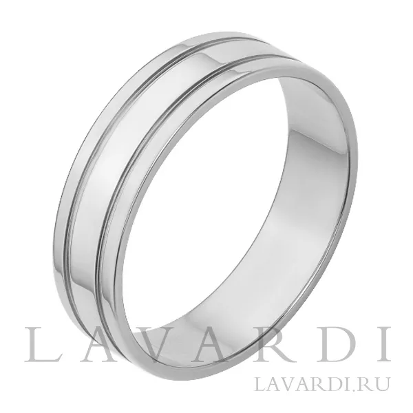 Обручальное кольцо из белого золота широкое