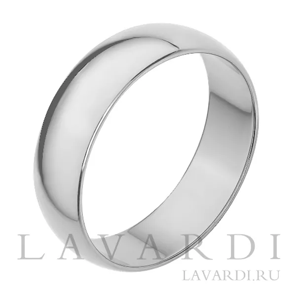Классическое обручальное кольцо из белого золота 6 мм