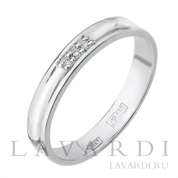 Помолвочное кольцо из белого золота с 3 бриллиантами