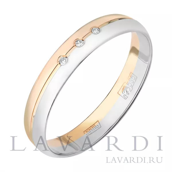 Помолвочное кольцо из белого и классического золота с 3 бриллиантами