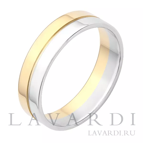Двухсплавное обручальное кольцо прямое 5 мм