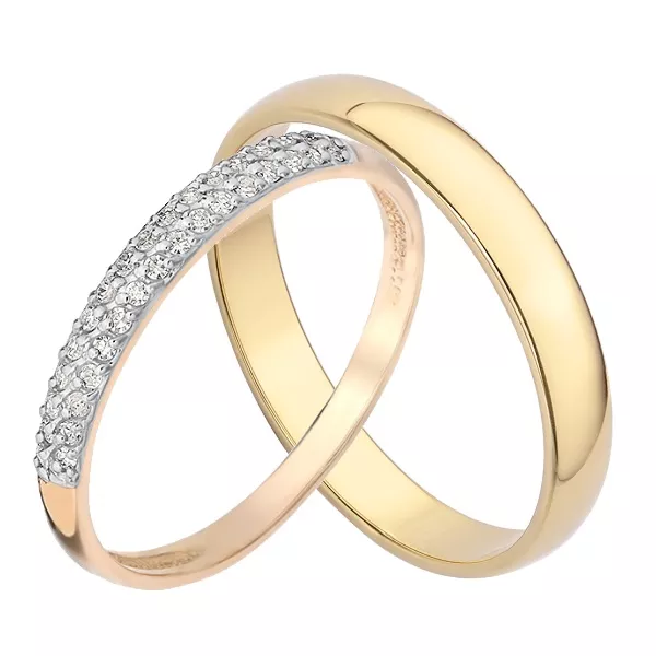 Парные обручальные кольца с бриллиантами