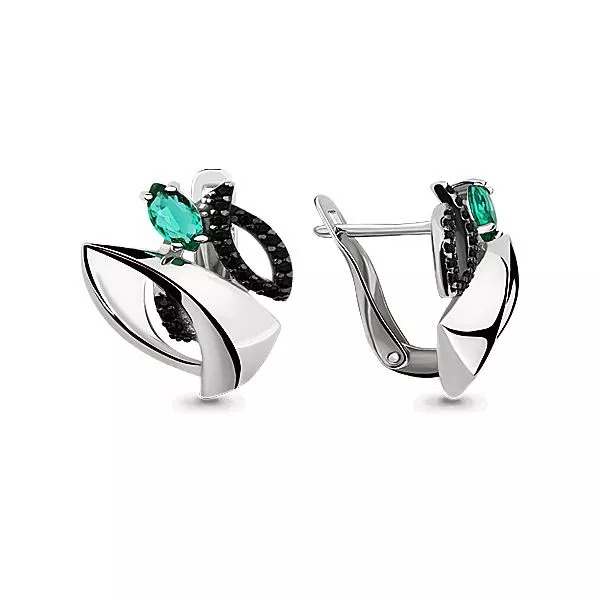 Серьги, серебро, артикул LV45981ГЧ