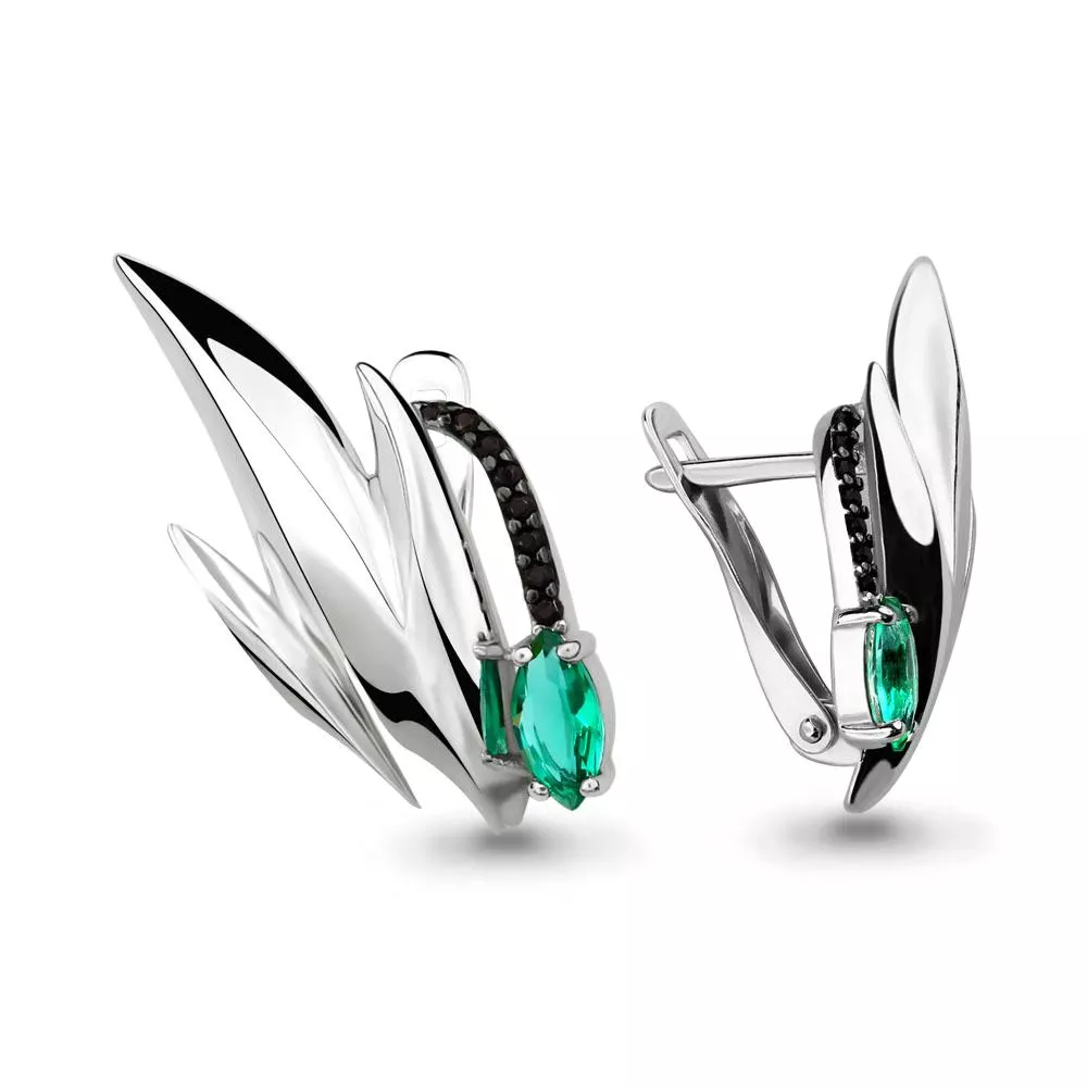 Серьги, серебро, артикул LV45978ГЧ