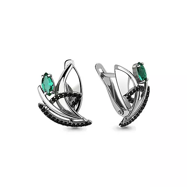 Серьги, артикул LV45977ГЧ, серебро