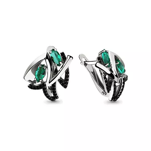 Серьги, артикул LV45974ГЧ, серебро