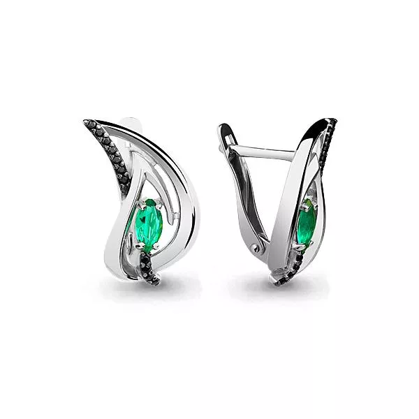 Серьги, артикул LV45967ГЧ, серебро