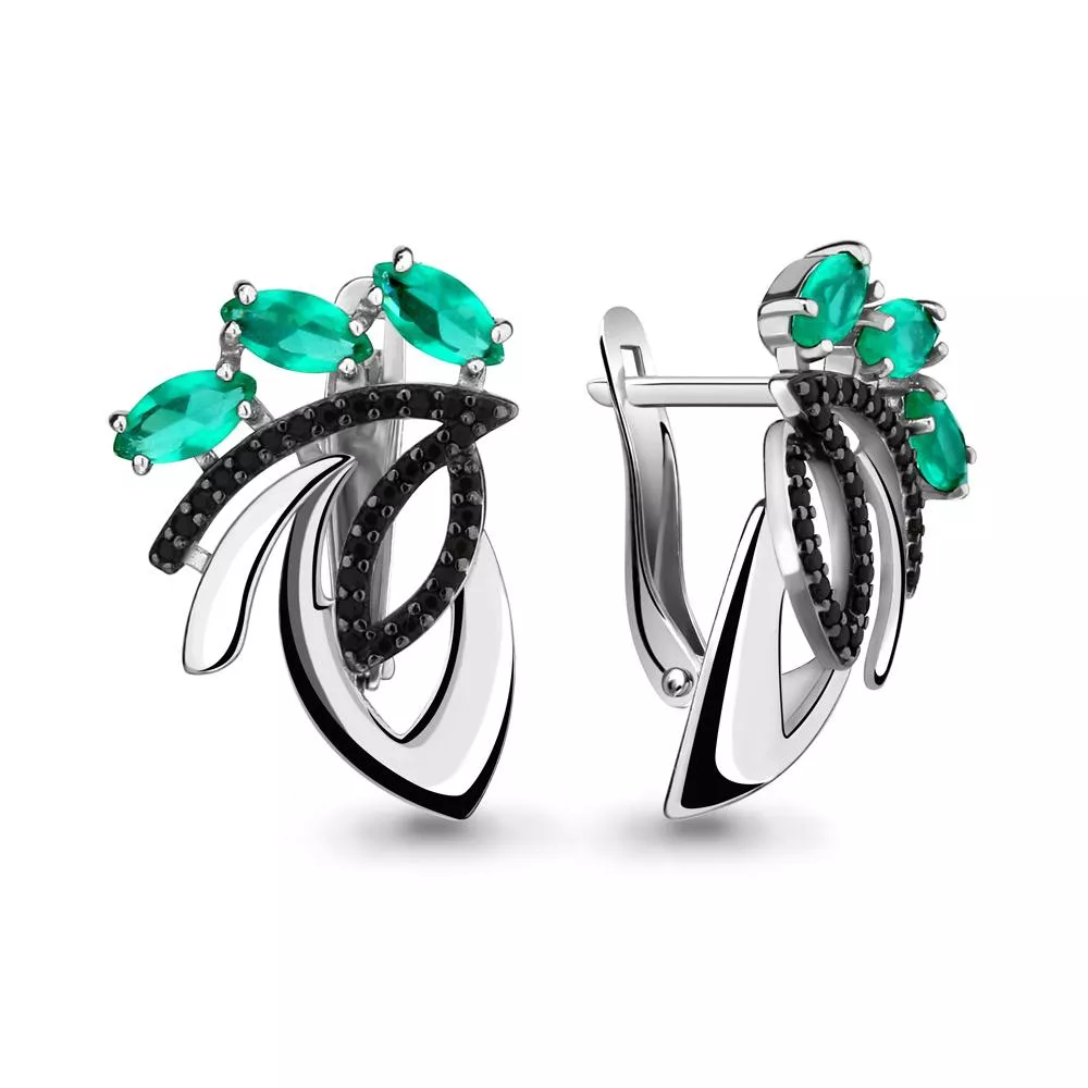 Серьги, артикул LV45964ГЧ, серебро