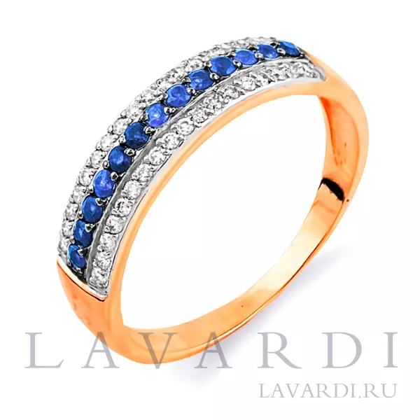 Обручальное кольцо с сапфирами и бриллиантами