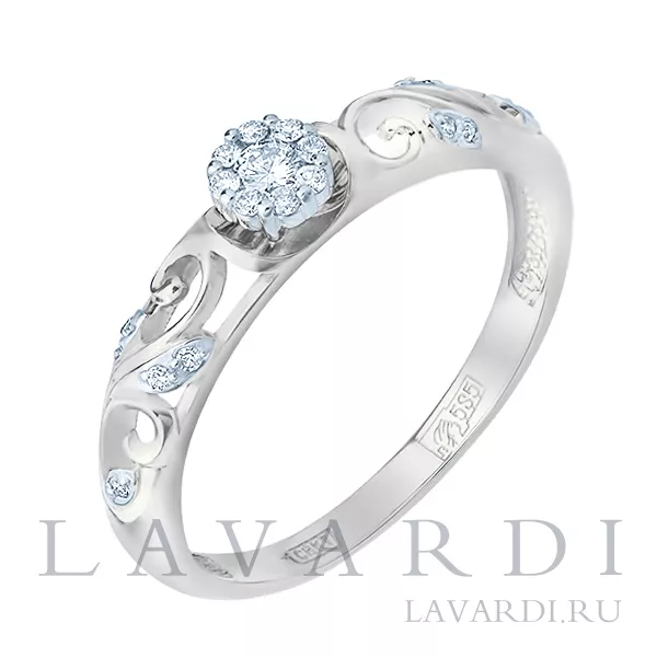 Обручальное кольцо из белого золота с бриллиантами