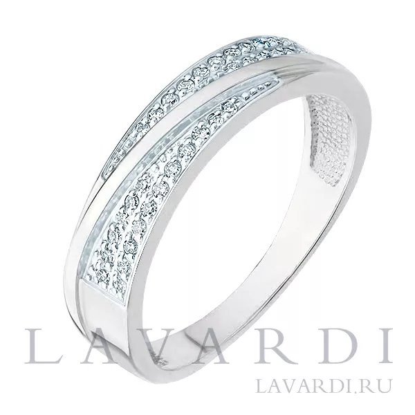 Обручальное кольцо из белого золота с бриллиантами