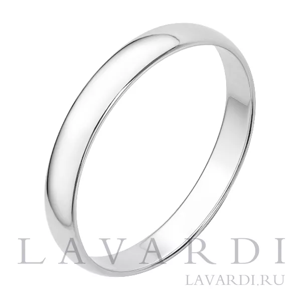Классическое обручальное кольцо из белого золота 3 мм