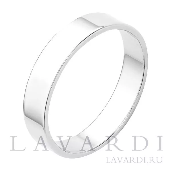Прямое обручальное кольцо из белого золота 4 мм 20 размер