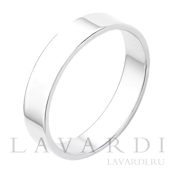 Прямое обручальное кольцо из белого золота 4 мм 22 размер