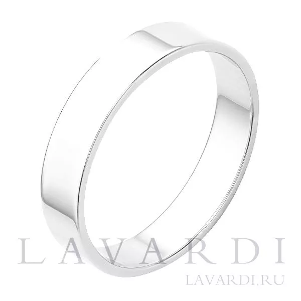 Прямое обручальное кольцо из белого золота 4 мм 23 размер