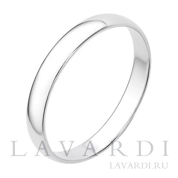 Классическое обручальное кольцо из белого золота 3 мм 19 размер