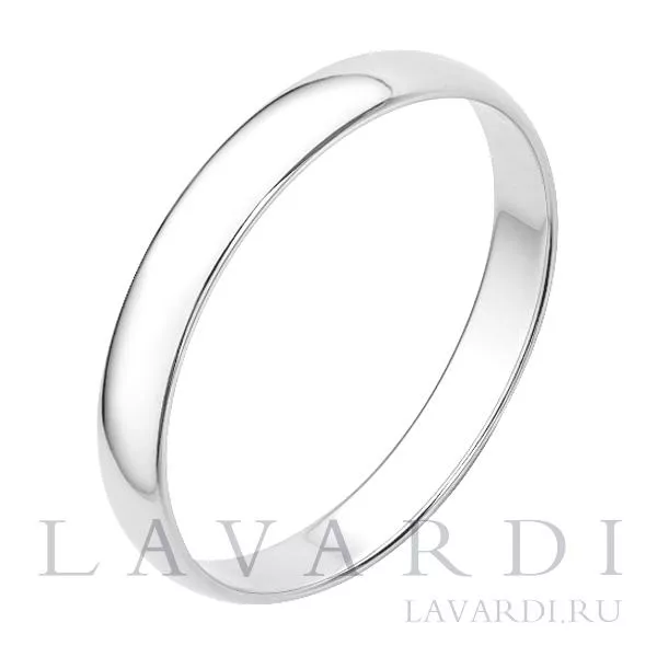 Классическое обручальное кольцо из белого золота 3 мм 19.5 размер