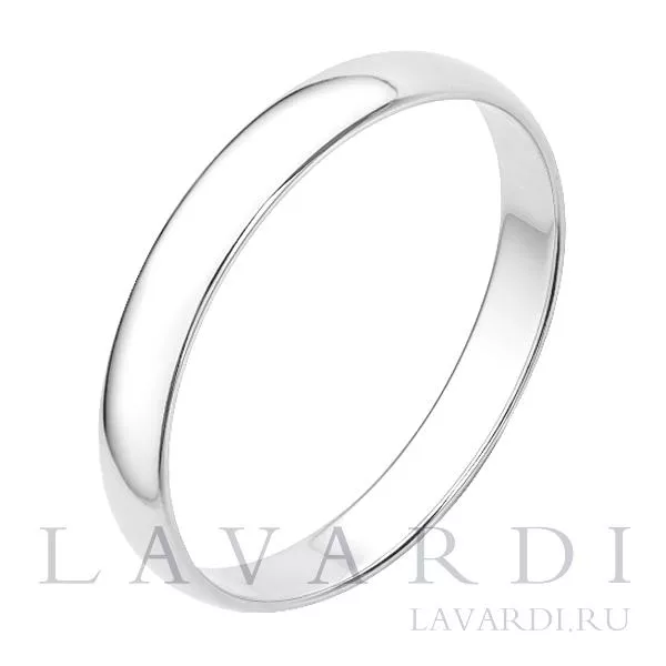 Классическое обручальное кольцо из белого золота 3 мм 20.5 размер
