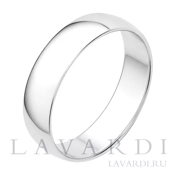 Классическое обручальное кольцо из белого золота 5 мм 19.5 размер