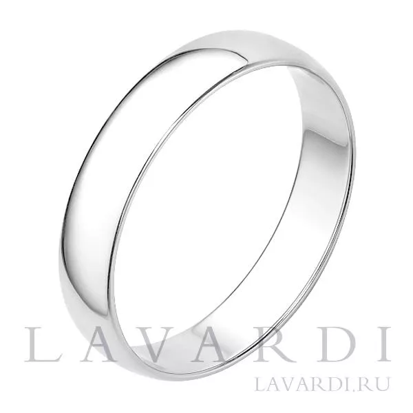 Классическое обручальное кольцо из белого золота 4мм 18.5 размер