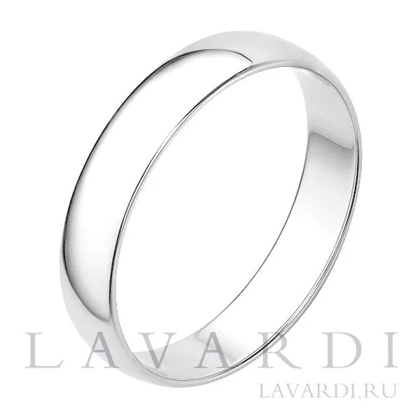 Классическое обручальное кольцо из белого золота 4мм 19.5 размер
