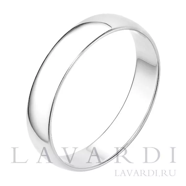 Классическое обручальное кольцо из белого золота 4мм 21 размер