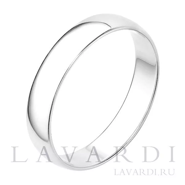 Классическое обручальное кольцо из белого золота 4мм 23.5 размер
