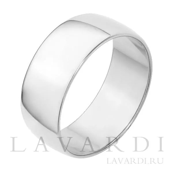 Классическое обручальное кольцо из белого золота 8 мм 24 размер
