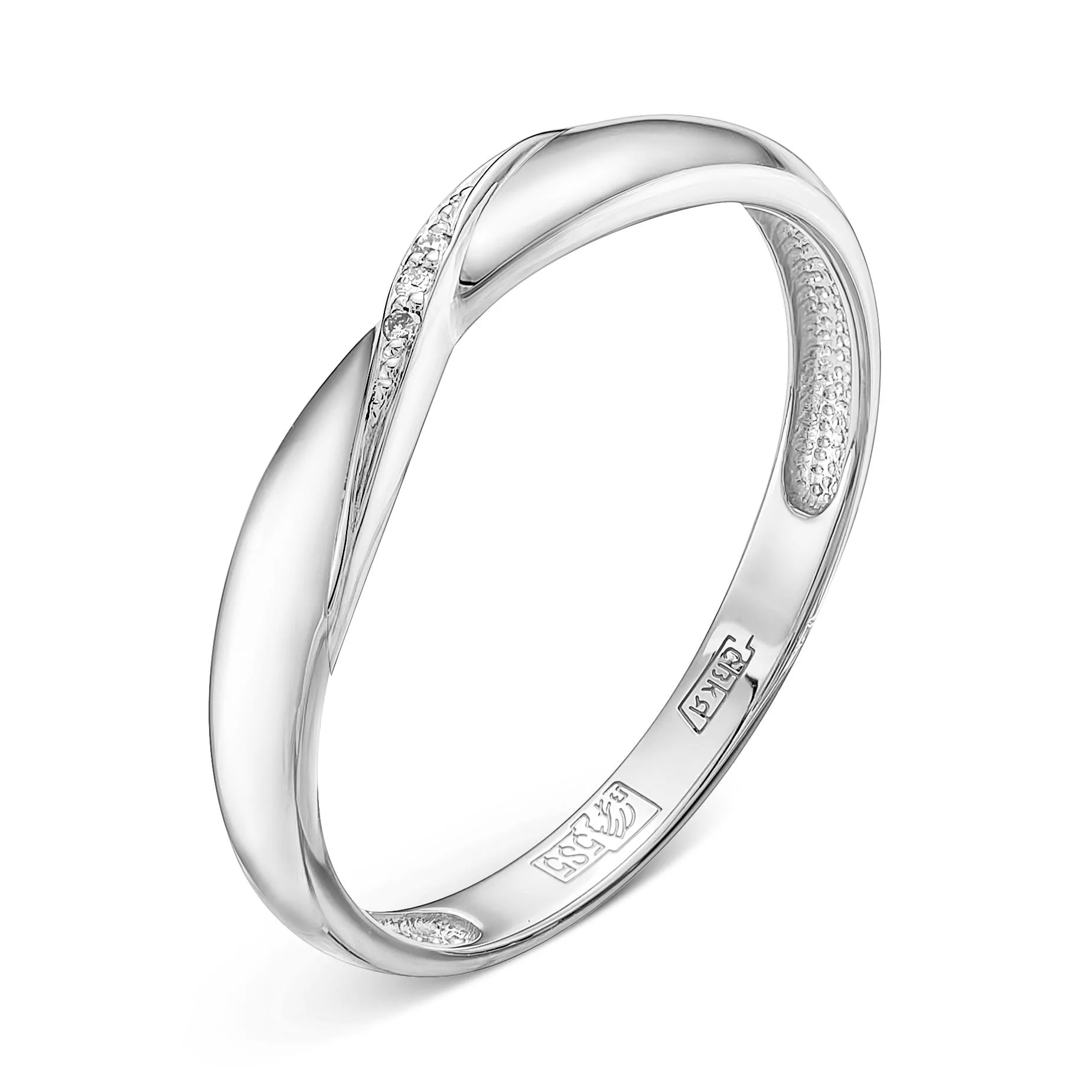 Обручальное кольцо из белого золота с бриллиантами