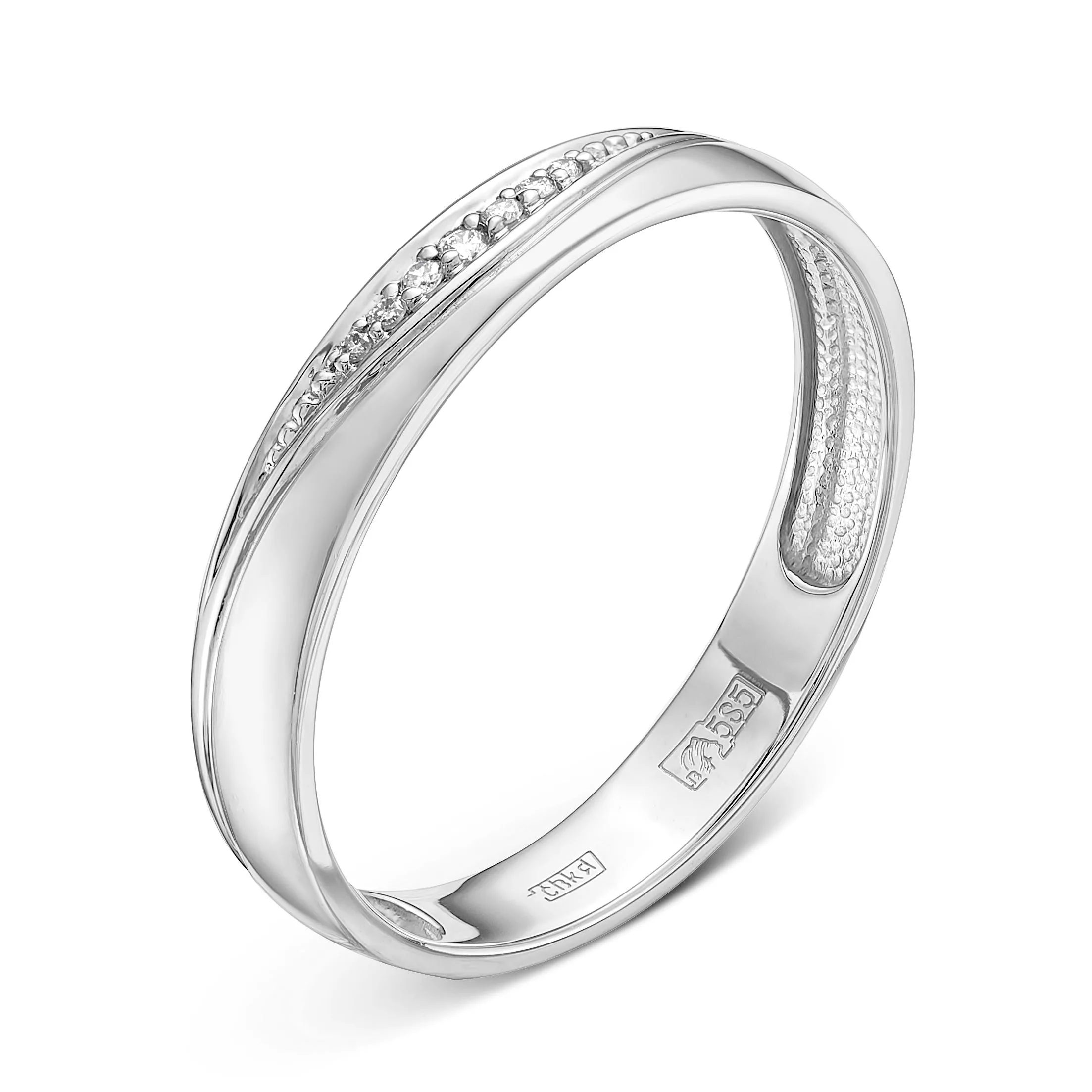 Обручальное кольцо из белого золота с бриллиантами