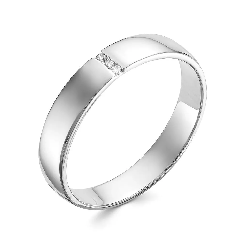 Обручальное кольцо из белого золота с бриллиантами