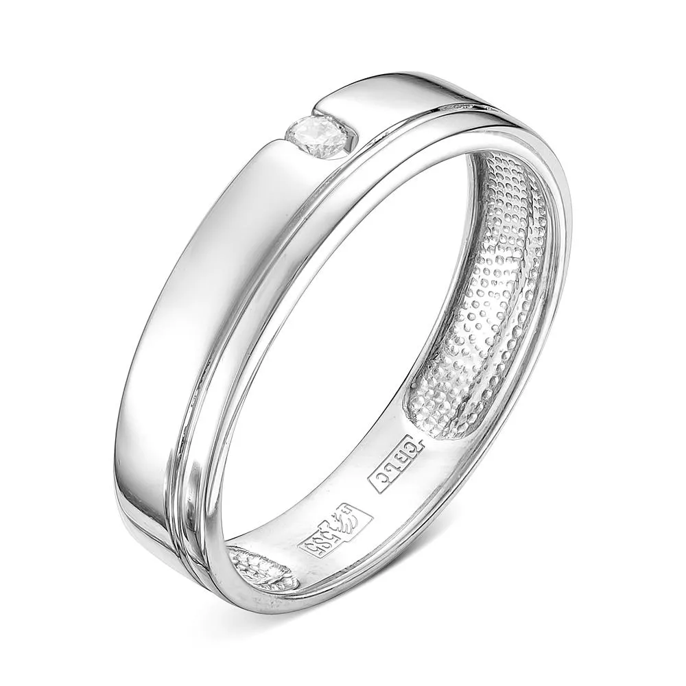 Обручальное кольцо из белого золота с бриллиантом