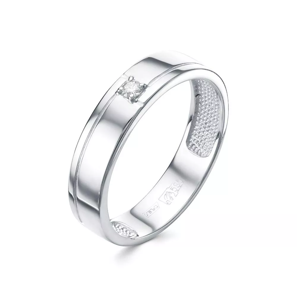 Обручальное кольцо из белого золота с бриллиантом