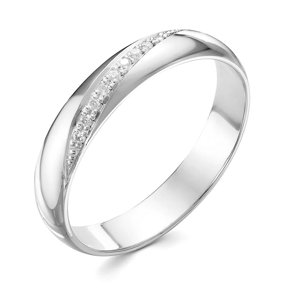 Обручальное кольцо из белого золота с 12 бриллиантами