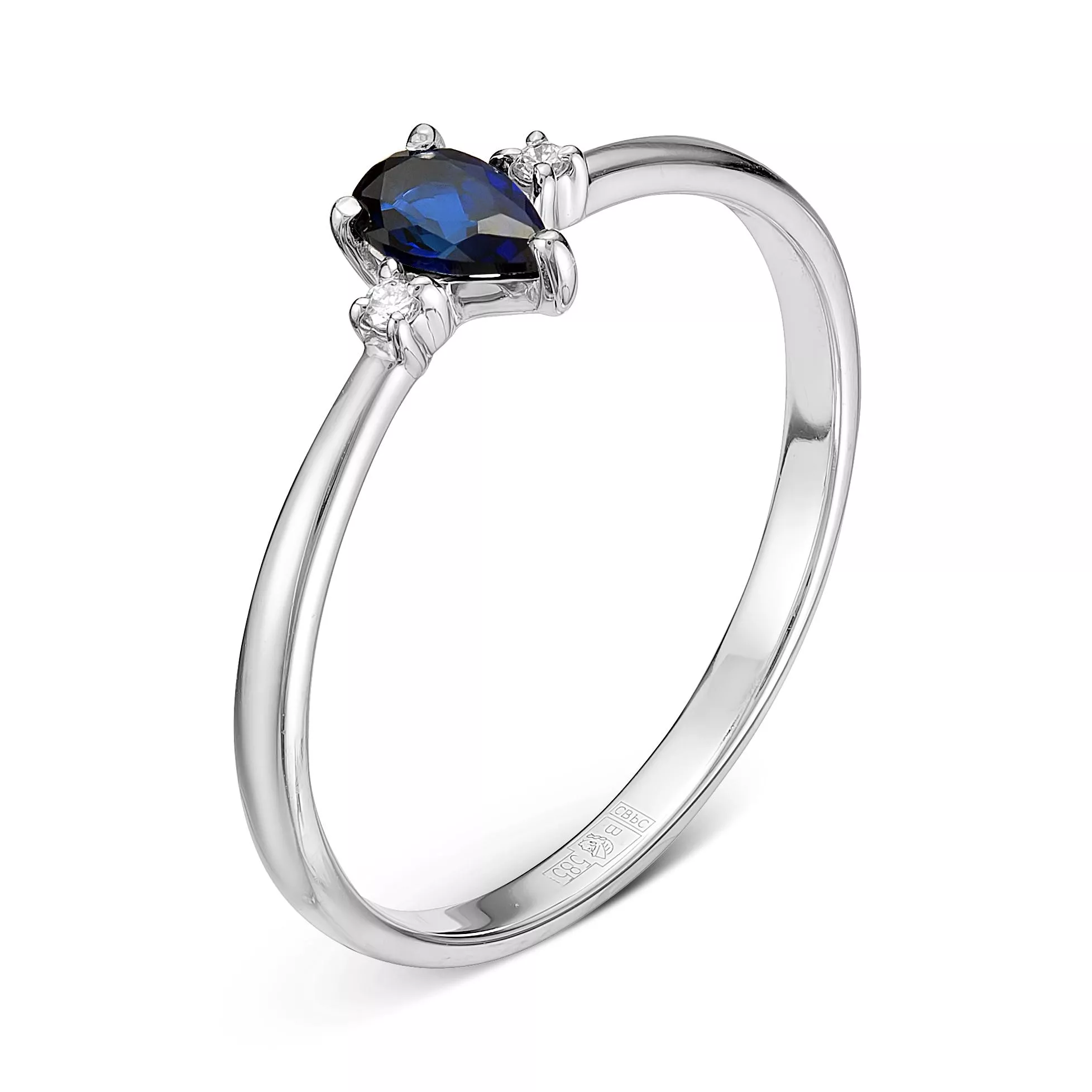 Кольцо из белого золота с сапфиром V11402510600
