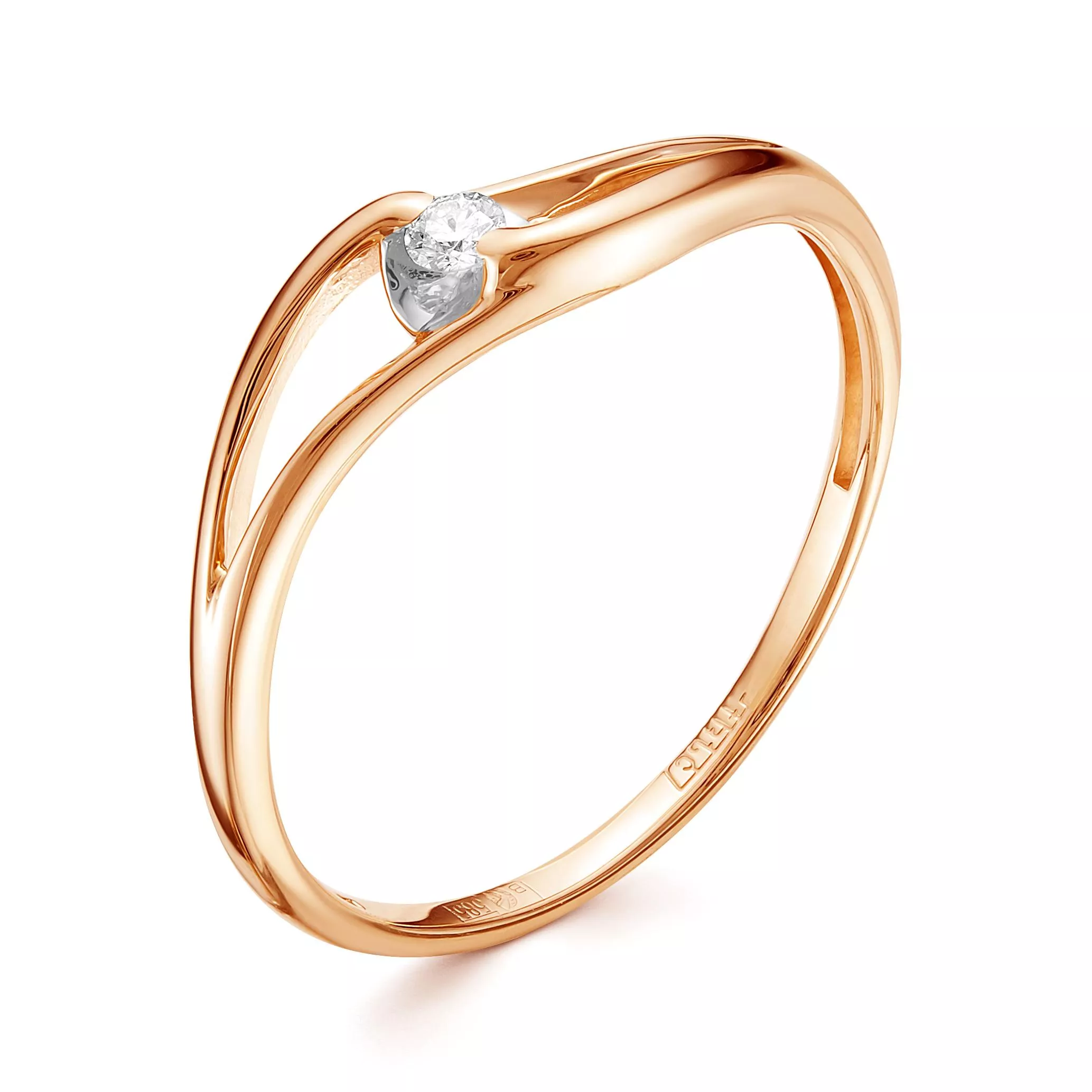 Кольцо из красного золота с бриллиантом V13701510000