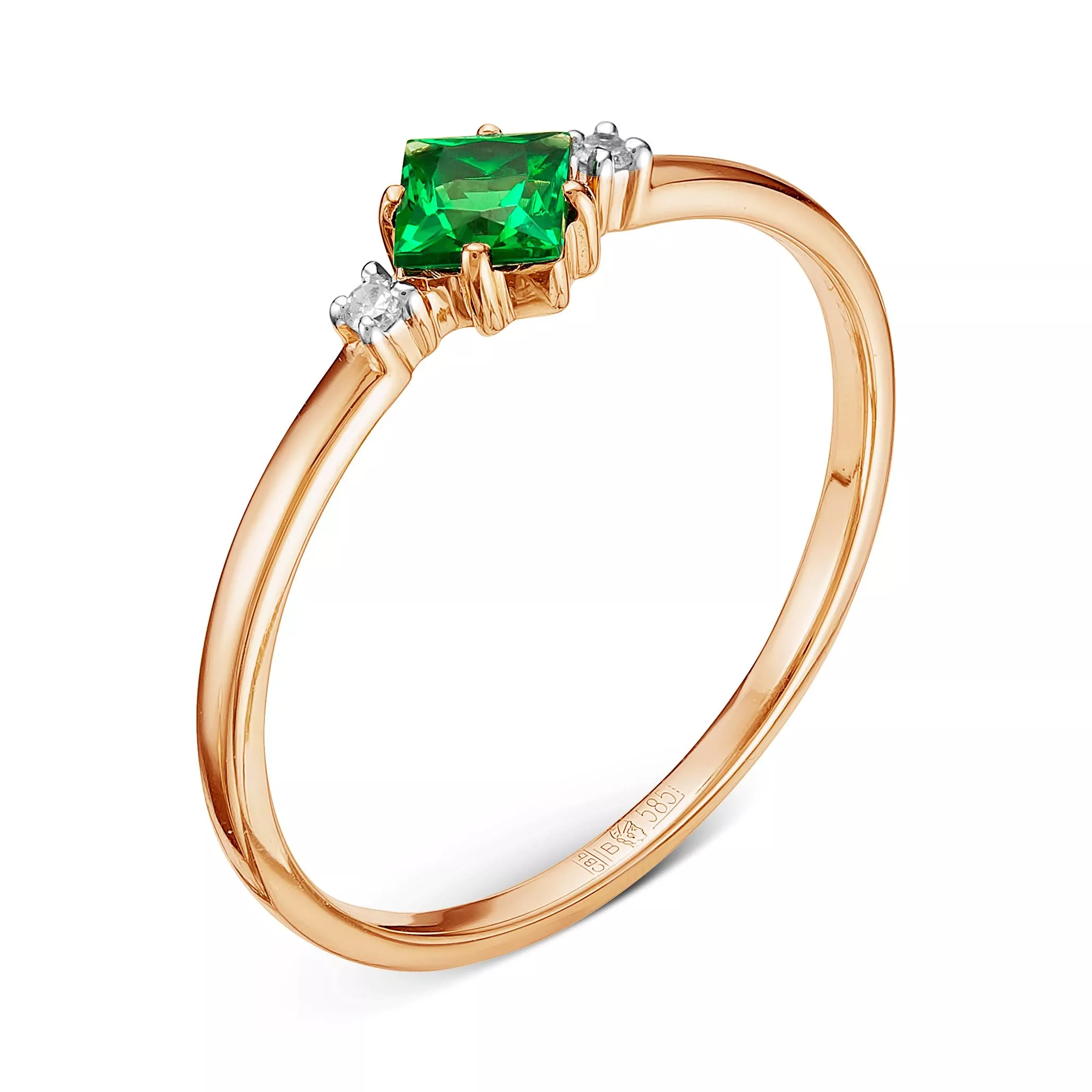 Кольцо из красного золота с изумрудом V11411511700