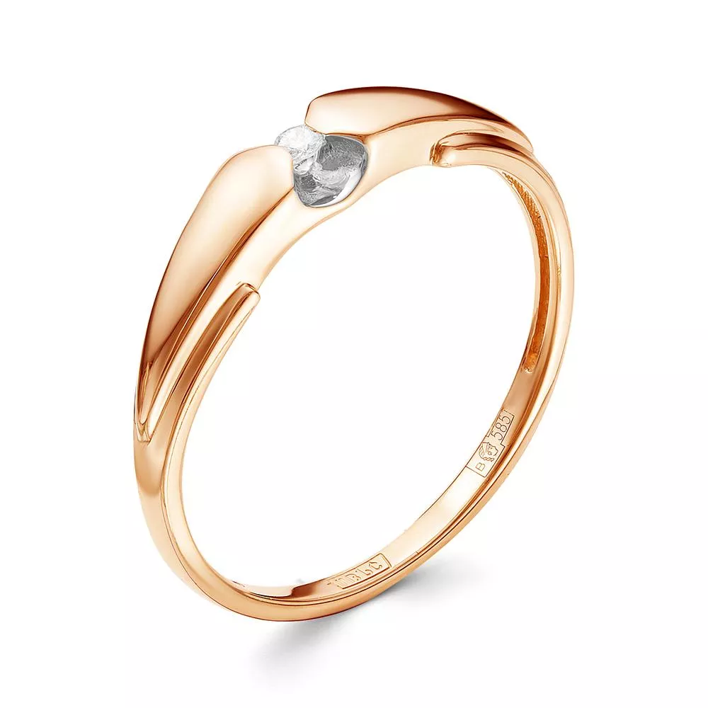 Кольцо из красного золота с бриллиантом V13721510000