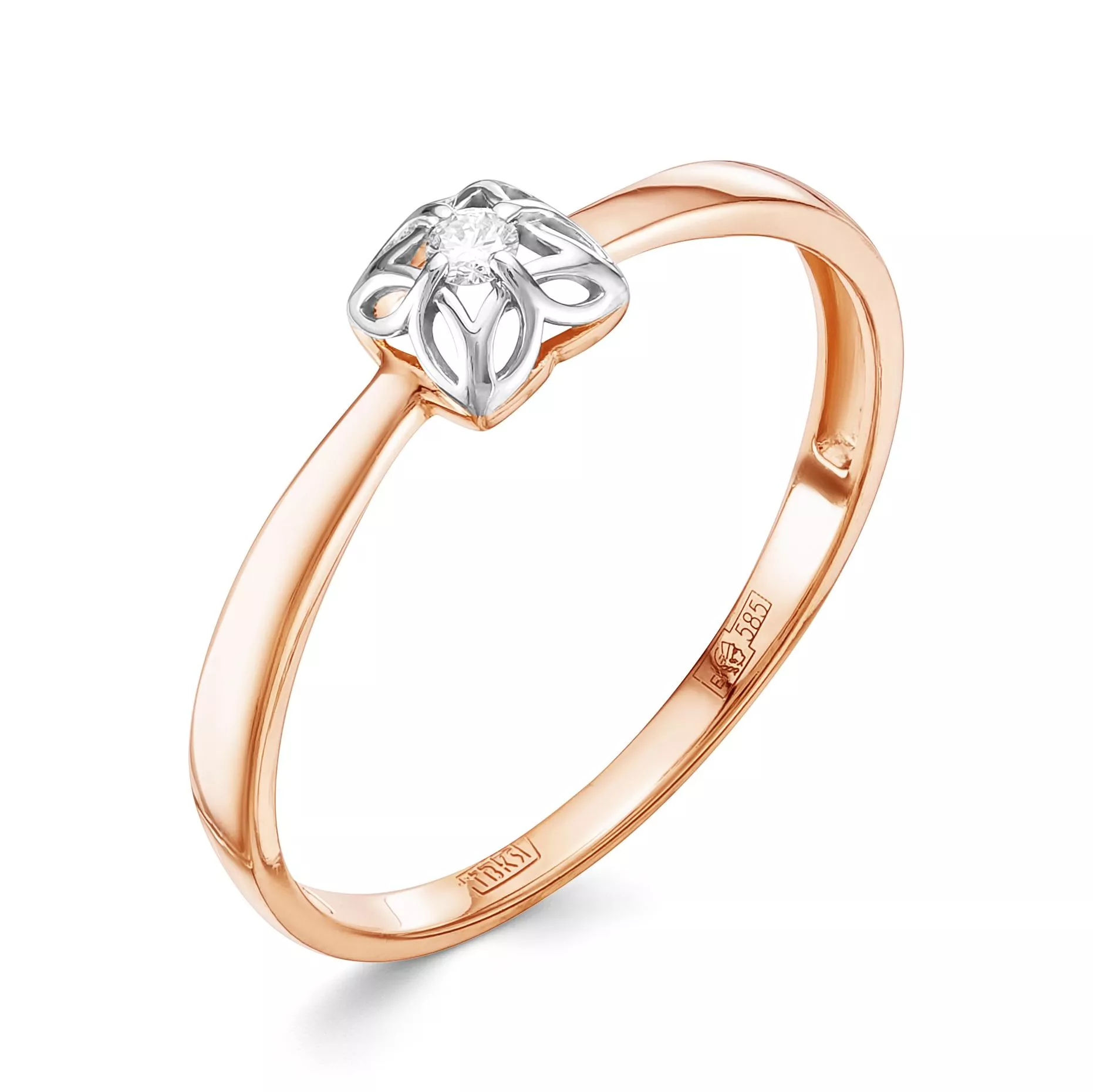 Кольцо из красного золота с бриллиантом V15871510000