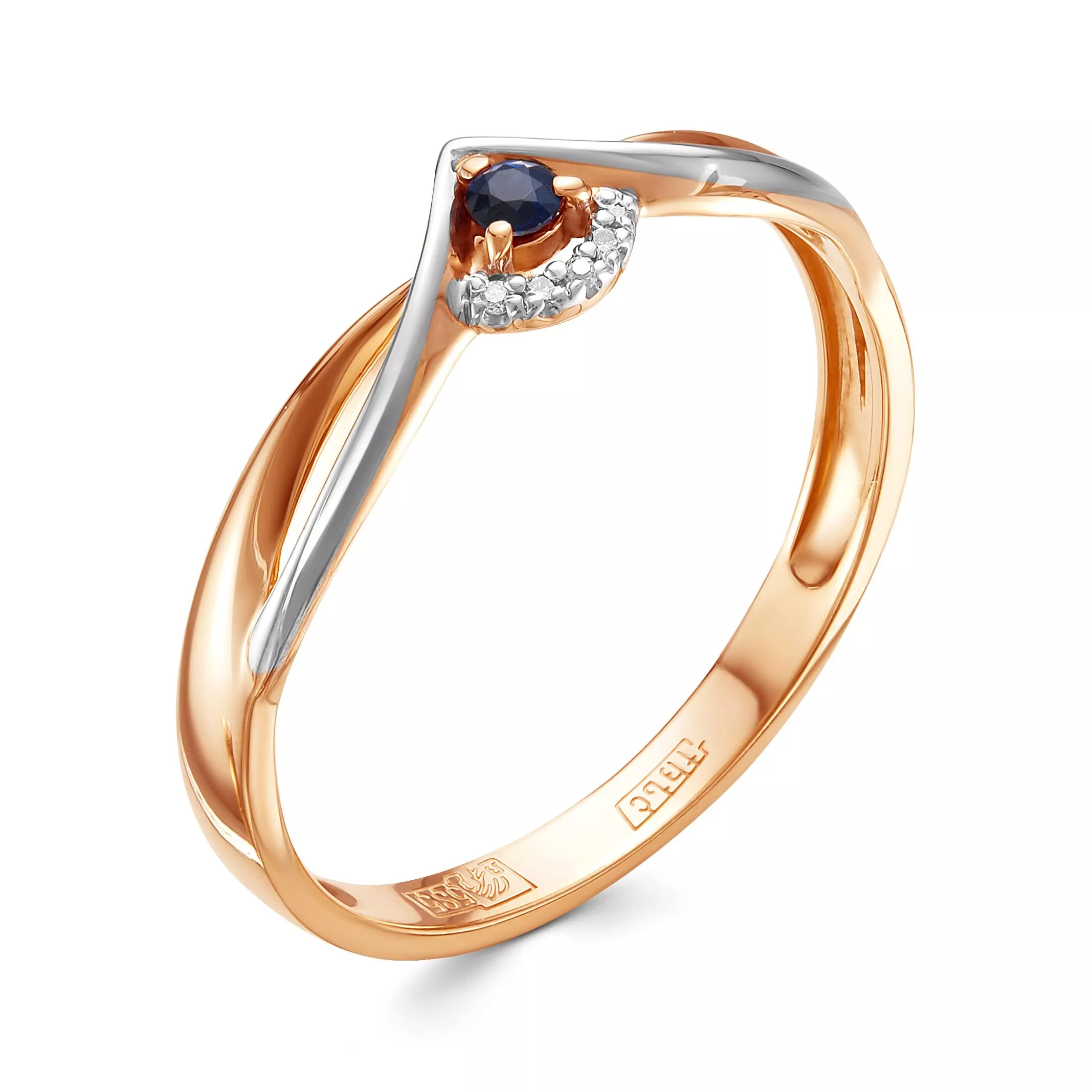 Кольцо из красного золота с сапфиром V13921510300