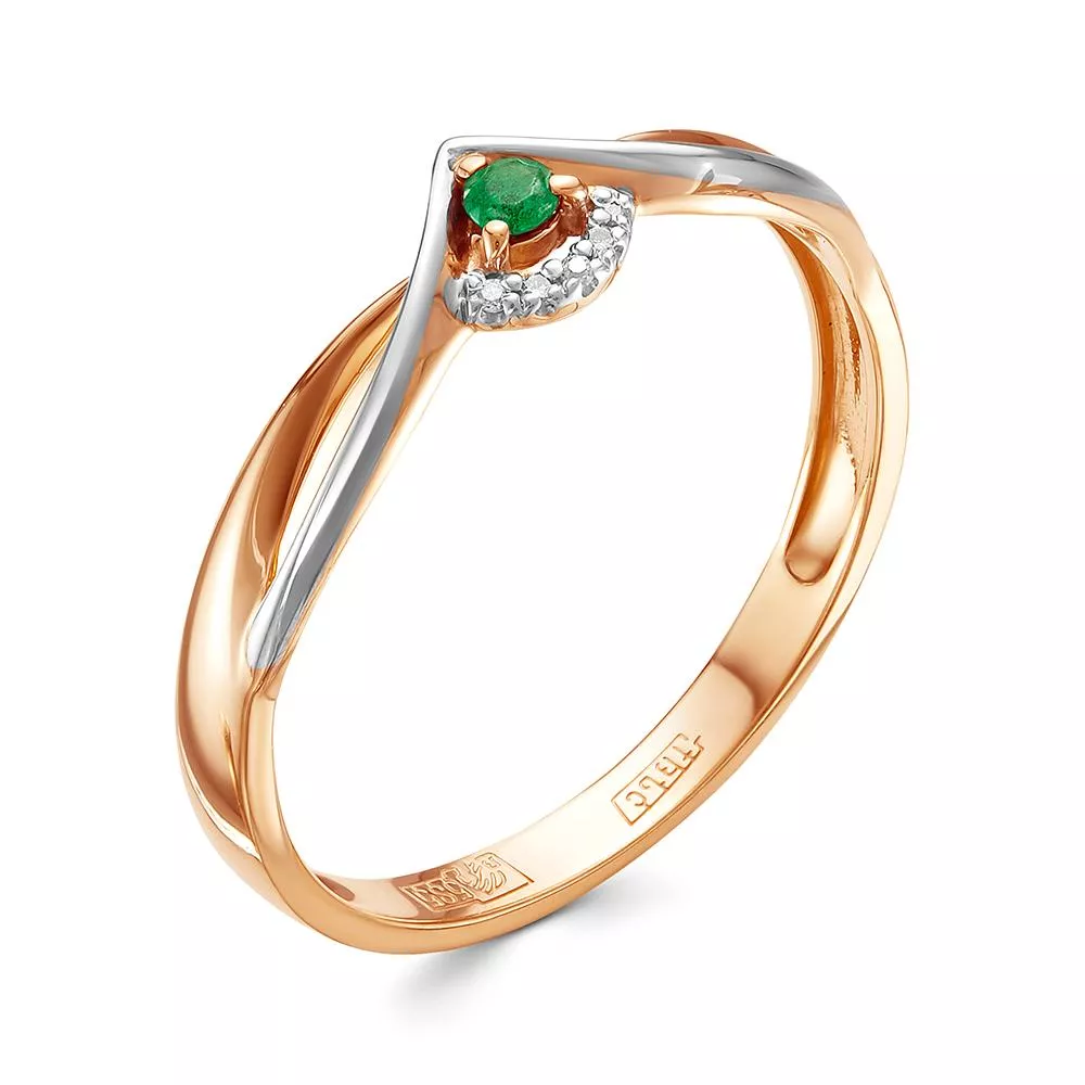 Кольцо из красного золота с изумрудом V13921510400