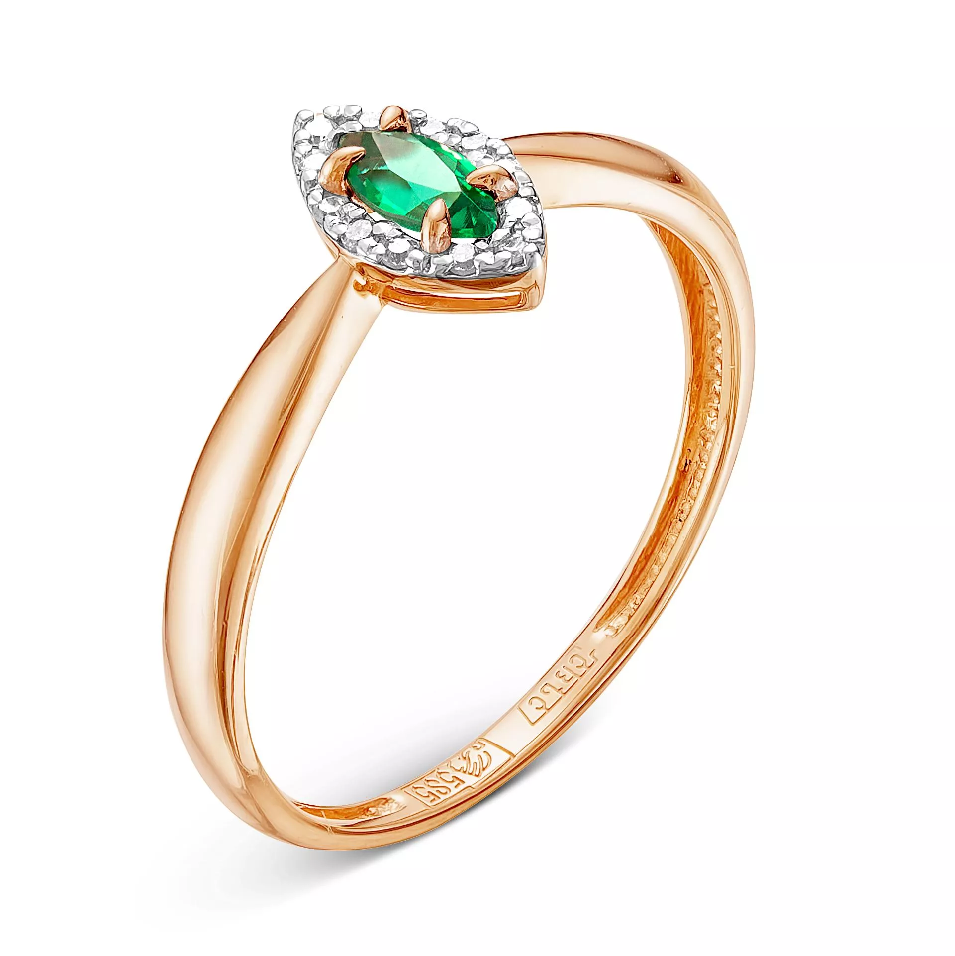 Кольцо из красного золота с изумрудом V10231511700