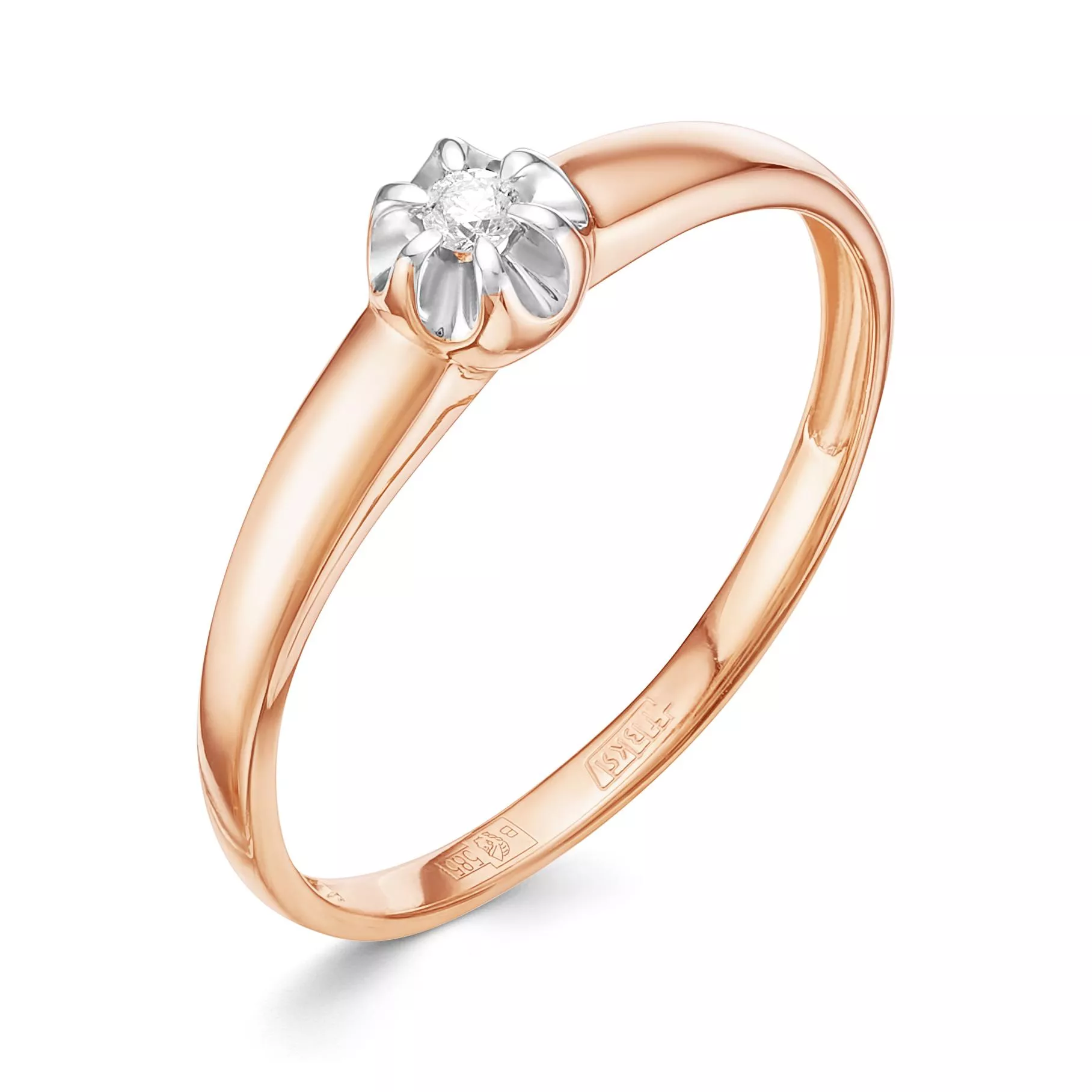 Кольцо из красного золота с бриллиантом V15851510000