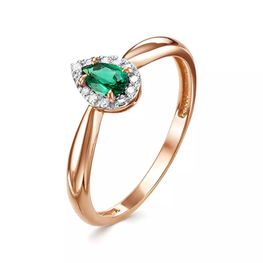 Кольцо из красного золота с изумрудом